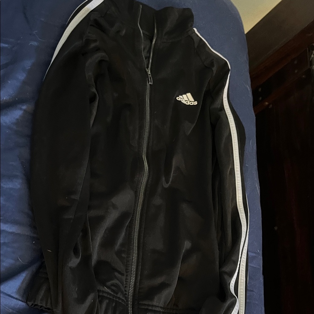 Adidas Black Jacket with White Stripes